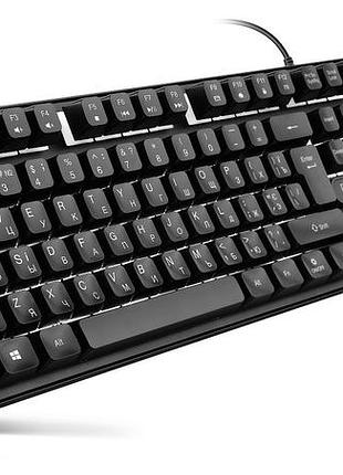 Клавиатура real-el rk-7015 мультимедийная usb черная с белой подсветкой