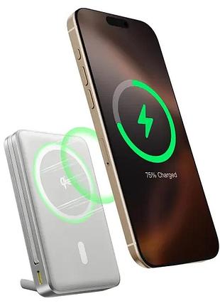 Повербанк baseus nomos qi2 10000mah / 45w, 2в1, беспроводная быстрая зарядка, встроенный кабель, белый