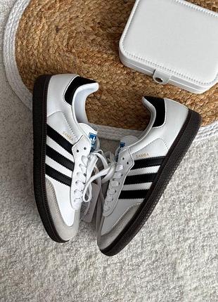 Женские/человещи кроссовки adidas samba white black