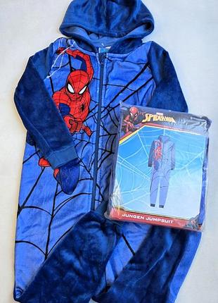 Детский кигуруми флисовый комбинезон spider 122-128 см ромпер для мальчиков