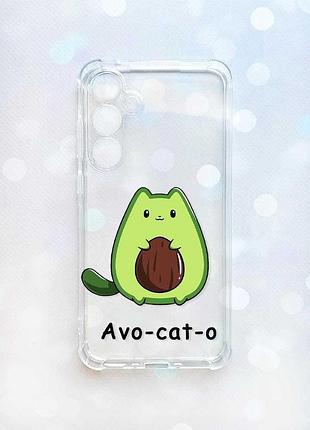 Чохол з потовщеними кутами на samsung galaxy a26 5g котик авокадо (принт 306)
