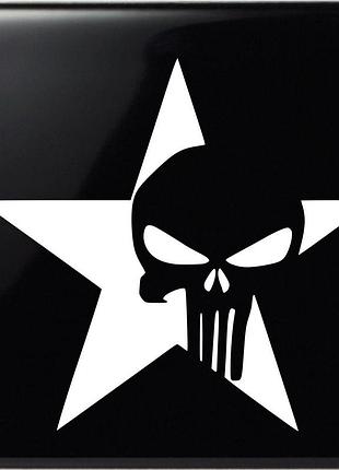 Наклейка на автомобиль каратель (punisher) белый, 39х40 см