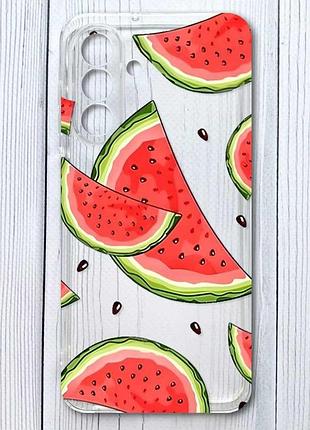 Прозрачный чехол на samsung galaxy a17 5g ломтики арбуза (принт 342)