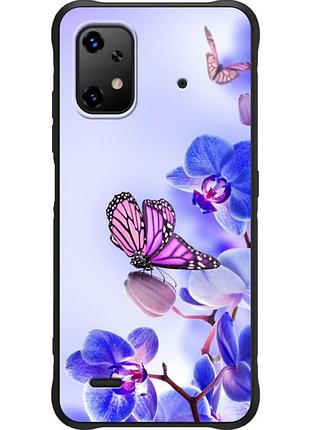 Чехол силиконовый с картинкой на umidigi bison x20 (цветок, бабочка на орхидее)