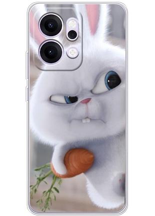 Чехол силиконовый с картинкой на oppo reno 14 (кролик снежок)