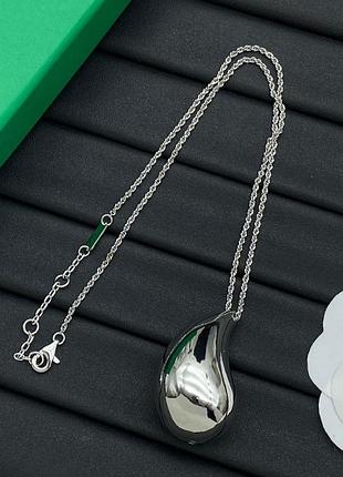 Колье bottega veneta “liquid drop silver” — люкс качество, брендовое с гравировкой