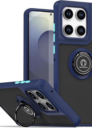 Чехол fiji colorframe для motorola edge 60 fusion матовый бампер с кольцом подставкой dark blue