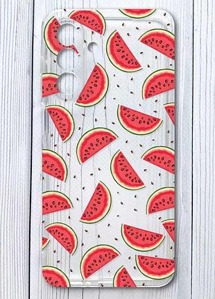 Прозрачный чехол на samsung galaxy a17 5g арбузный фон (принт 344)