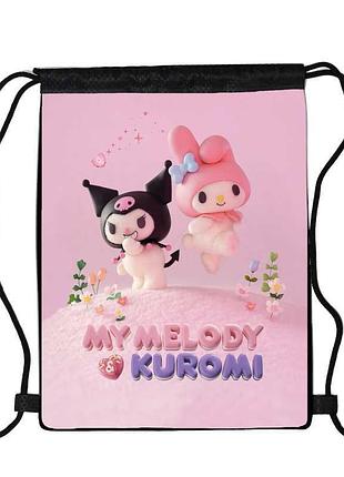 Сумка для взуття куромі хеллоу кітті (kuromi hello kitty 05), 410 х 300 мм