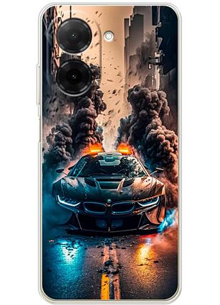Чехол силиконовый с картинкой на xiaomi poco c71 (машина bmw i8)