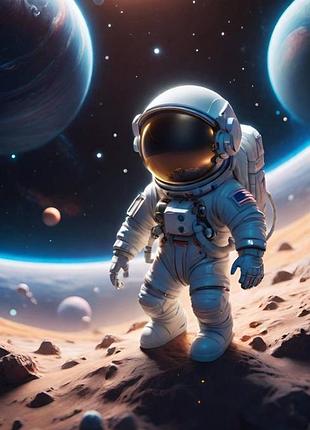 Алмазная мозаика colorart 30x50 космонавт + голограммные алмазики tp913