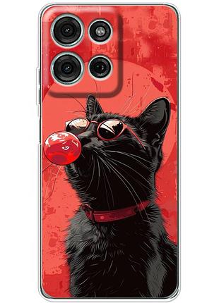 Чохол силіконовий з картинкою на motorola g56 (стильний котик)