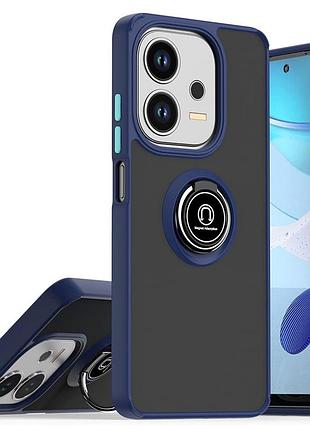 Чехол fiji colorframe для oppo a3 (cph2669) матовый бампер с кольцом подставкой dark blue