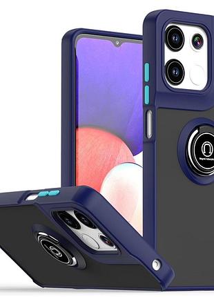 Чехол fiji colorframe для motorola g15 / g15 power матовый бампер с кольцом подставкой dark blue