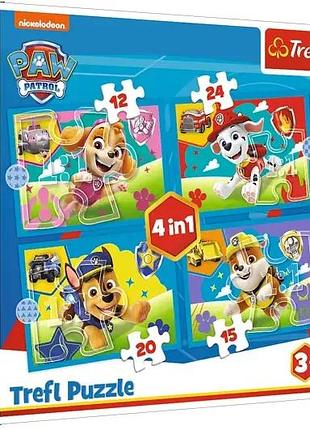 Пазлы 4в1 "веселая команда" щенячий патруль trefl 34628 paw patrol запуск щенков