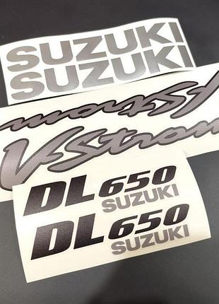 Наклейки на мотоцикл бак-пластик сузуки suzuki v strom vstrom у стром до 650 dl темно-сірі