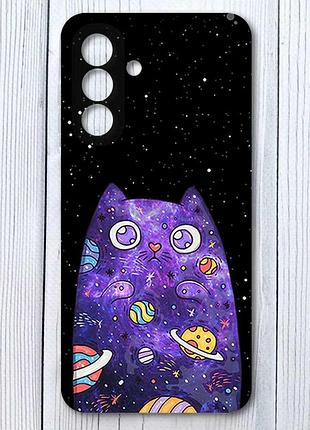Чехол на samsung galaxy a17 5g фиолетовая кошка (принт 361)