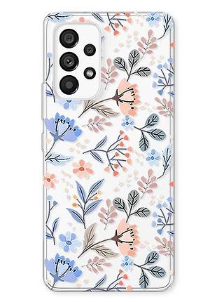 Прозрачный чехол на samsung galaxy a23 4g цветочный фон (принт 371)
