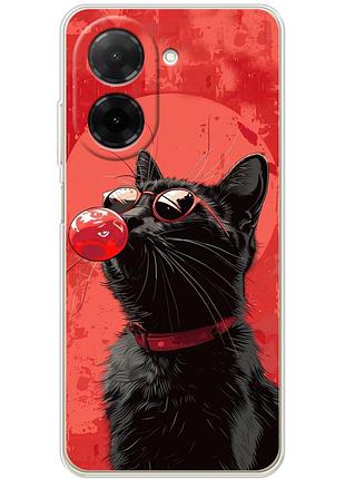 Чехол силиконовый с картинкой на xiaomi poco c71 (стильный котик)