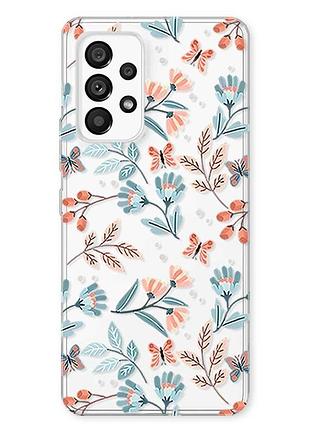 Прозрачный чехол на samsung galaxy a23 4g цветочный фон (принт 370)