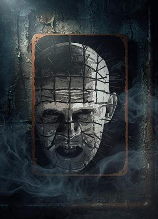 Металлическая винтажная табличка "пинхед: восставший из ада" (hellraiser) 14х20 см