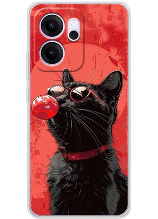 Чехол силиконовый с картинкой на oppo reno 14 f (стильный котик)