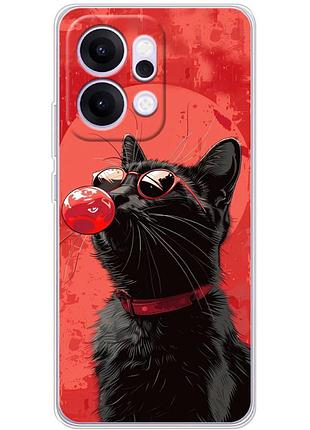 Чехол силиконовый с картинкой на oppo reno 14 (стильный котик)
