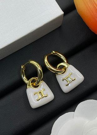 Серьги “celine luxe white charm” люкс качество