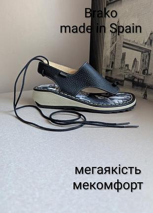 Сандалі босоніжки brako (38) нові жіночі з натуральної шкіри made in spain чорні