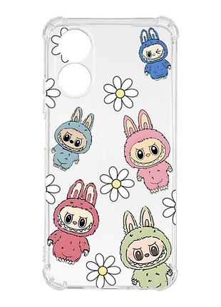 Чехол с утолщёнными углами на oppo a17 фон лабубу (принт 413)
