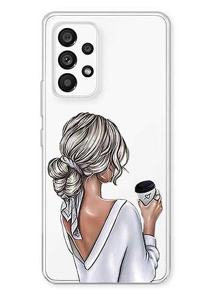 Прозрачный чехол на samsung galaxy a23 4g девушка с латте (принт 227)