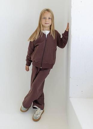 Детский спортивный костюм с начесом: кофта стойка и джоггеры, 92, 98, 104, 110, 116, 122, 128, 134, 140, 146 коричневый, 104