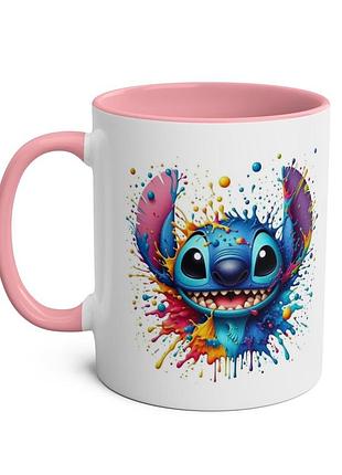 Чашка з принтом "stitch" 330мл рожевий