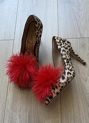 Лодочки туфли sam edelman haide, кожа и перья страуса