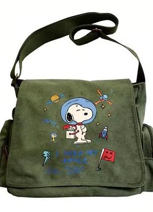 Сумка через плече дитяча з принтом snoopy космос