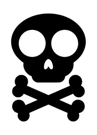 Наклейка череп черный, 55х47 см