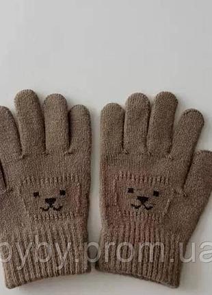 Демисезонные перчатки для детей 2-4 лет 🧤 коричневий
