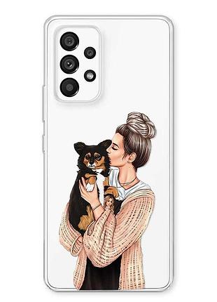 Прозорий чохол на samsung galaxy a23 4g дівчина з песиком (принт 116)