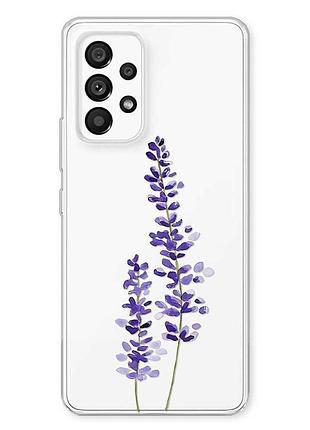 Прозрачный чехол на samsung galaxy a23 4g фиолетовые цветы (принт 279)
