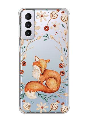 Чехол с утолщёнными углами на samsung galaxy s21 plus лисичка (принт 420)