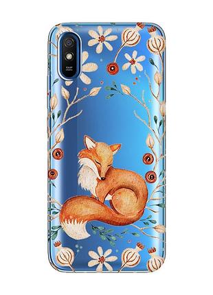 Прозорий чохол на xiaomi redmi 9a лисичка (принт 420)