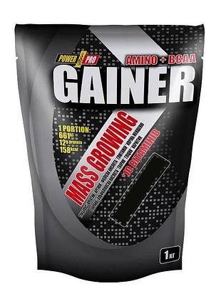 Гейнер power pro mass growing gainer, 1 кг банан (626401)