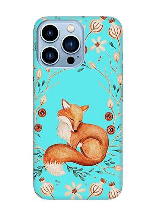 Матовий бірюзовий чохол на apple iphone 13 pro max лисичка (принт 420)