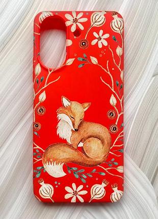 Матовий червоний чохол на xiaomi redmi 13c / poco c65 лисичка (принт 420)