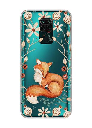 Прозорий чохол на xiaomi redmi note 9/redmi 10 x лисичка (принт 420)