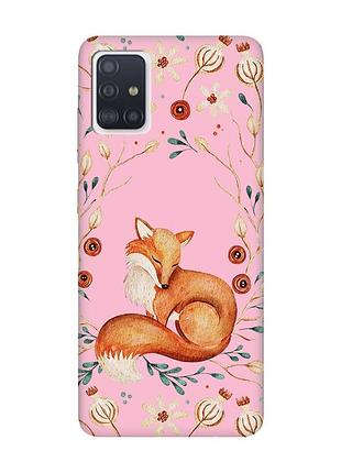 Матовый розовый чехол на samsung galaxy a51 лисичка (принт 420)