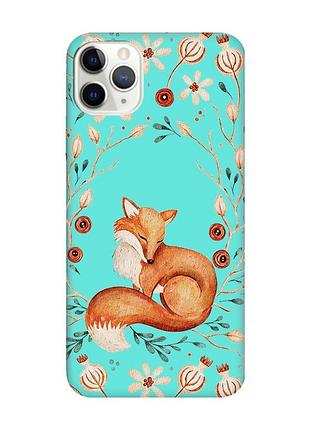 Матовый бирюзовый чехол на iphone 11 pro max (6.5) лисичка (принт 420)