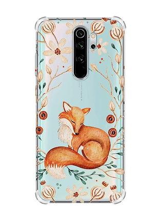 Чехол с утолщёнными углами на xiaomi redmi note 8 pro лисичка (принт 420)