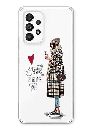 Прозрачный чехол на samsung galaxy a23 4g девушка с кофе (принт 59)