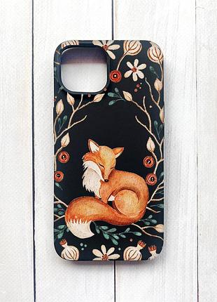 Матовий чохол на iphone 15 чорний лисичка (принт 420)